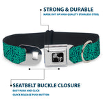 Dog Bone Seatbelt Buckle Collar - Ditsy Floral Teal/Light Teal/Teal