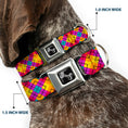 Load image into Gallery viewer, Dog Bone Seatbelt Buckle Collar - Diamond Plaid Orange/Yellow/Blue/Purple/Fuchsia