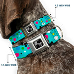 Dog Bone Seatbelt Buckle Collar - Dots Seafoam Green/Multi Pastel