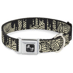 Dog Bone Seatbelt Buckle Collar - Doodle1/Paint Drips Cream/Black