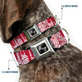 Load image into Gallery viewer, Dog Bone Seatbelt Buckle Collar - Doodle1/Paint Drips White/Red