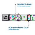 Load image into Gallery viewer, Dog Bone Black/Silver Seatbelt Buckle Collar - Dots/Grid White/Gray/Multi Color