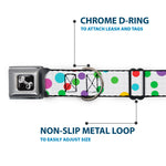 Dog Bone Black/Silver Seatbelt Buckle Collar - Dots/Grid White/Gray/Multi Color