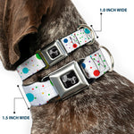 Dog Bone Seatbelt Buckle Collar - Dots/Grid2 White/Gray/Multi Color