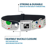 Dog Bone Seatbelt Buckle Collar - Dots/Grid2 White/Gray/Multi Color