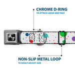 Dog Bone Seatbelt Buckle Collar - Dots/Grid2 White/Gray/Multi Color