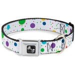 Dog Bone Seatbelt Buckle Collar - Dots/Grid2 White/Gray/Multi Color