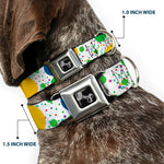 Dog Bone Seatbelt Buckle Collar - Dots/Grid3 White/Gray/Multi Color