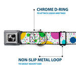 Dog Bone Seatbelt Buckle Collar - Dots/Grid3 White/Gray/Multi Color