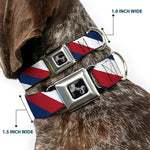 Dog Bone Seatbelt Buckle Collar - Diagonal Stripe Red/White/Navy