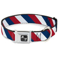 Load image into Gallery viewer, Dog Bone Seatbelt Buckle Collar - Diagonal Stripe Red/White/Navy