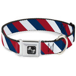 Dog Bone Seatbelt Buckle Collar - Diagonal Stripe Red/White/Navy