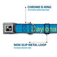 Load image into Gallery viewer, Dog Bone Seatbelt Buckle Collar - DAYTON BEACH Script/Sun/Palm Trees Blue Fade/Yellow/Oranges/Green