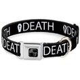Load image into Gallery viewer, Dog Bone Black/Silver Seatbelt Buckle Collar - DEATH/Coffin Black/White