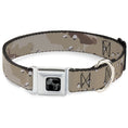 Load image into Gallery viewer, Dog Bone Black/Silver Seatbelt Buckle Collar - Desert Camo Tans/Browns