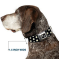 Load image into Gallery viewer, Dog Bone Black/Silver Seatbelt Buckle Collar - Daisies Scattered Black/White/Yellow
