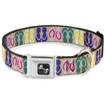 Dog Bone Seatbelt Buckle Collar - Flip Flops5 CLOSE-UP Sand/Multi Color