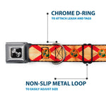 Dog Bone Black/Silver Seatbelt Buckle Collar - Florida Flag Continuous Vintage