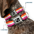 Load image into Gallery viewer, Dog Bone Black/Silver Seatbelt Buckle Collar - Flag Lesbian Five Stripe Oranges/White/Pinks