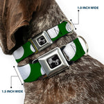 Dog Bone Black/Silver Seatbelt Buckle Collar - Golf Balls Scattered Green/White
