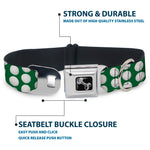 Dog Bone Black/Silver Seatbelt Buckle Collar - Golf Balls Green/White