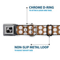 Load image into Gallery viewer, Dog Bone Black/Silver Seatbelt Buckle Collar - Golf Balls Tan/White