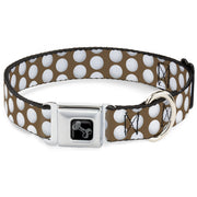 Dog Bone Black/Silver Seatbelt Buckle Collar - Golf Balls Tan/White