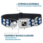 Dog Bone Black/Silver Seatbelt Buckle Collar - Golf Balls Blue/White