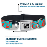 Dog Bone Black/Silver Seatbelt Buckle Collar - GRATEFUL OPTIMISM BE KIND Icons Collage Blue/Red