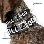 Dog Bone Seatbelt Buckle Collar - HOLLYWOOD Sign Skyline Black/Grays/White