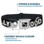 Dog Bone Seatbelt Buckle Collar - HOLLYWOOD Sign Skyline Black/Grays/White