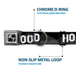 Dog Bone Seatbelt Buckle Collar - HOLLYWOOD Sign Skyline Black/Grays/White