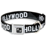 Dog Bone Seatbelt Buckle Collar - HOLLYWOOD Sign Skyline Black/Grays/White