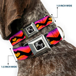 Dog Bone Seatbelt Buckle Collar - Hand Heart Silhouette Ombre Purples/Orange/Pinks