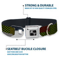 Load image into Gallery viewer, Dog Bone Seatbelt Buckle Collar - Hash Mark Stripe Black/Multi Color