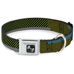Dog Bone Seatbelt Buckle Collar - Hash Mark Stripe Black/Multi Color