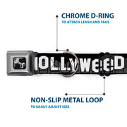 Dog Bone Seatbelt Buckle Collar - HOLLYWEED Sign Skyline/Pot Leaf Black/Grays/White/Green