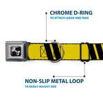 Dog Bone Seatbelt Buckle Collar - Hash Mark Stripe Double Gold/Black