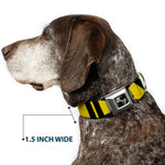 Dog Bone Seatbelt Buckle Collar - Hash Mark Stripe Double Gold/Black