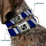 Dog Bone Seatbelt Buckle Collar - Hash Mark Stripe Double Navy/Silver