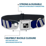 Dog Bone Seatbelt Buckle Collar - Hash Mark Stripe Double Navy/Silver