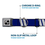 Dog Bone Seatbelt Buckle Collar - Hash Mark Stripe Double Navy/Silver