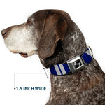 Dog Bone Seatbelt Buckle Collar - Hash Mark Stripe Double Navy/Silver