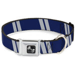 Dog Bone Seatbelt Buckle Collar - Hash Mark Stripe Double Navy/Silver