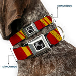 Dog Bone Seatbelt Buckle Collar - Hash Mark Stripe Double Maroon/Gold