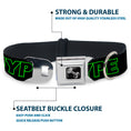 Load image into Gallery viewer, Dog Bone Black/Silver Seatbelt Buckle Collar - HYPE Outline Black/Neon Green