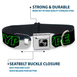 Dog Bone Black/Silver Seatbelt Buckle Collar - HYPE Outline Black/Neon Green