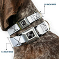 Load image into Gallery viewer, Dog Bone Black/Silver Seatbelt Buckle Collar - Hockey Sticks and Puck White/Black