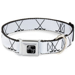 Dog Bone Black/Silver Seatbelt Buckle Collar - Hockey Sticks and Puck White/Black