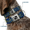 Load image into Gallery viewer, Dog Bone Black/Silver Seatbelt Buckle Collar - HARMONY BALANCE LIFE Icons Collage Blue/Yellow